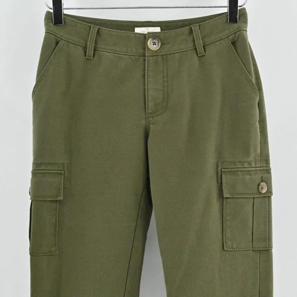 Kate Spade Havana Alma Green Cargo Pants Size 00 Slim Cropped Pocket Zip Trouser - Picture 8 of 12